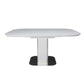 47-63 Inch Extendable Dining Table Beveled Edge White Glass Steel Base By Casagear Home BM312263