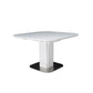 47-63 Inch Extendable Dining Table Beveled Edge White Glass Steel Base By Casagear Home BM312263