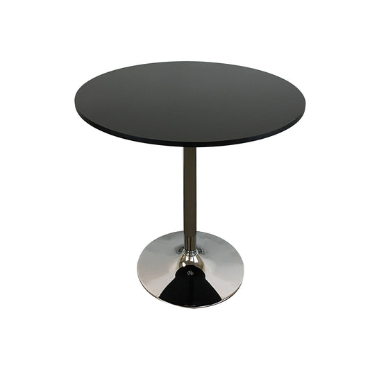 Mari 36 Inch Counter Height Table, Black Round Top and Stainless Steel Base By Casagear Home