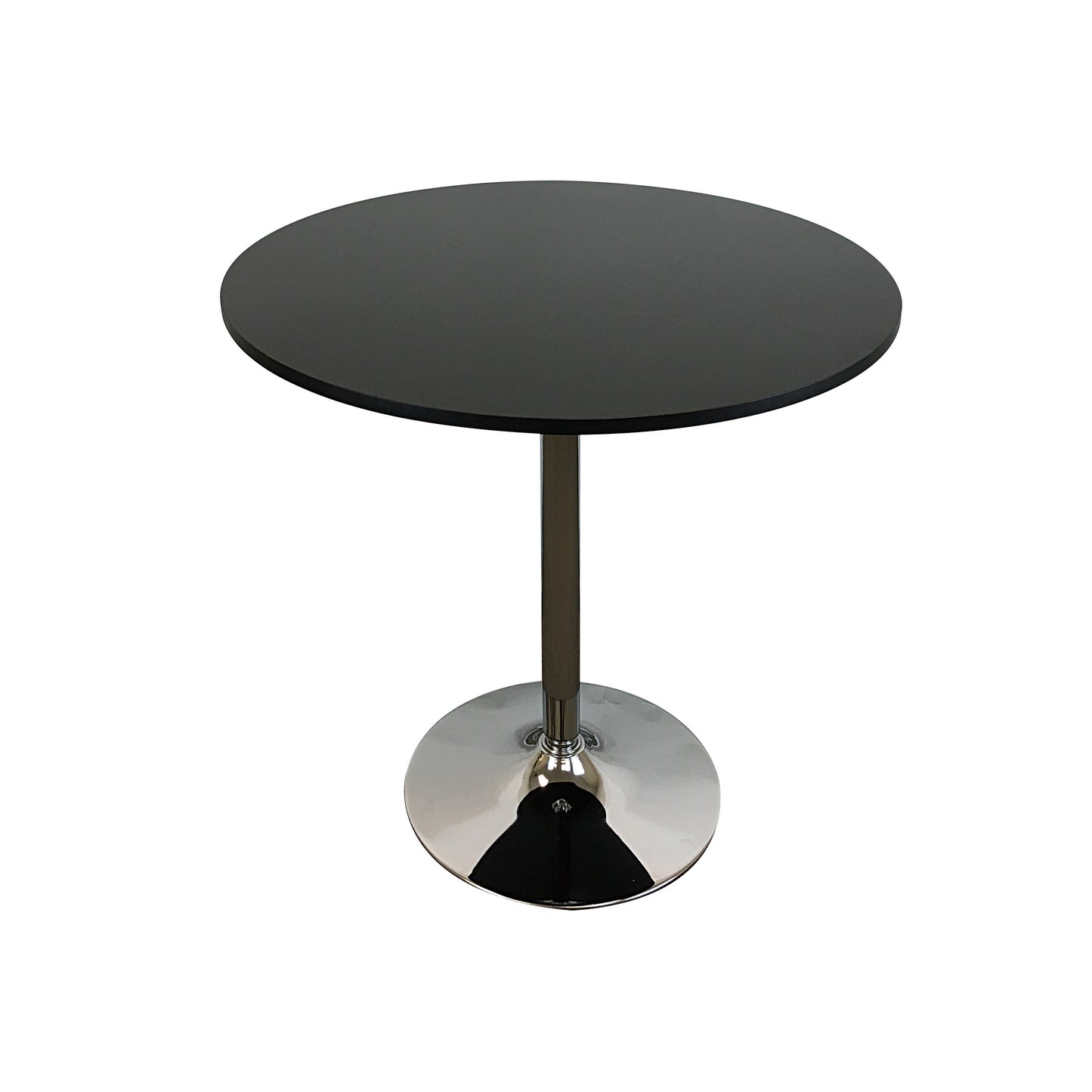 Mari 36 Inch Dining Table Smooth Black Round Top and Stainless Steel Base By Casagear Home BM312266