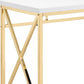 Gracie 47 Inch Desk White Rectangular Top Metal Legs in Gold Finish By Casagear Home BM312268