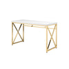 Gracie 47 Inch Desk White Rectangular Top Metal Legs in Gold Finish By Casagear Home BM312268