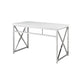 Gracie 47 Inch Desk White Rectangular Top Metal Legs in Chrome Finish By Casagear Home BM312269