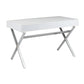 Gracie 47 Inch Desk, White Rectangular Top, 2 Drawers, Chrome Metal Legs By Casagear Home