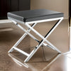 Myra 21 Inch Accent Stool, Gray Faux Leather Seat, Chrome Crossed Legs By Casagear Home