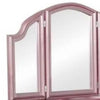 Cole 60 Inch Vanity Desk with Stool Drawers 3 Panel Mirror Pink Wood By Casagear Home BM312289