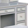 Cole 56 Inch Vanity Desk with Stool Storage Drawers Mirrors Silver Wood By Casagear Home BM312290