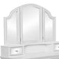 Cole 56 Inch Vanity Desk with Stool Storage Drawers Mirrors White Wood By Casagear Home BM312291