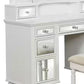 Cole 56 Inch Vanity Desk with Stool Storage Drawers Mirrors White Wood By Casagear Home BM312291