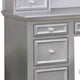 Cael 60 Inch Vanity Desk with Stool Drawers 3 Sided Mirror Silver Wood By Casagear Home BM312294