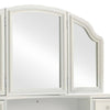 Cael 60 Inch Vanity Desk with Stool Drawers 3 Sided Mirror White Wood By Casagear Home BM312295