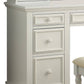 Cael 60 Inch Vanity Desk with Stool Drawers 3 Sided Mirror White Wood By Casagear Home BM312295