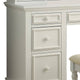 Cael 60 Inch Vanity Desk with Stool Drawers 3 Sided Mirror White Wood By Casagear Home BM312295