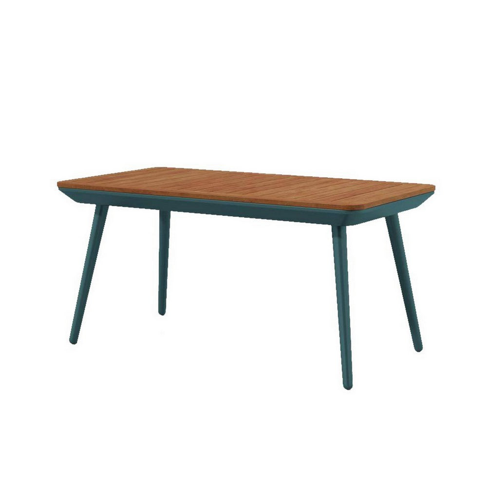 3 Piece Outdoor Coffee Table and Chairs Set, Wood Planks, Gray, Green By Casagear Home
