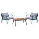 3 Piece Outdoor Coffee Table and Chairs Set, Wood Planks, Gray, Green By Casagear Home
