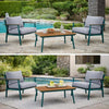 3 Piece Outdoor Coffee Table and Chairs Set, Wood Planks, Gray, Green By Casagear Home