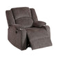 Finlo 40 Inch Power Recliner Chair USB Port Plush Brown Chenille Fabric By Casagear Home BM312302