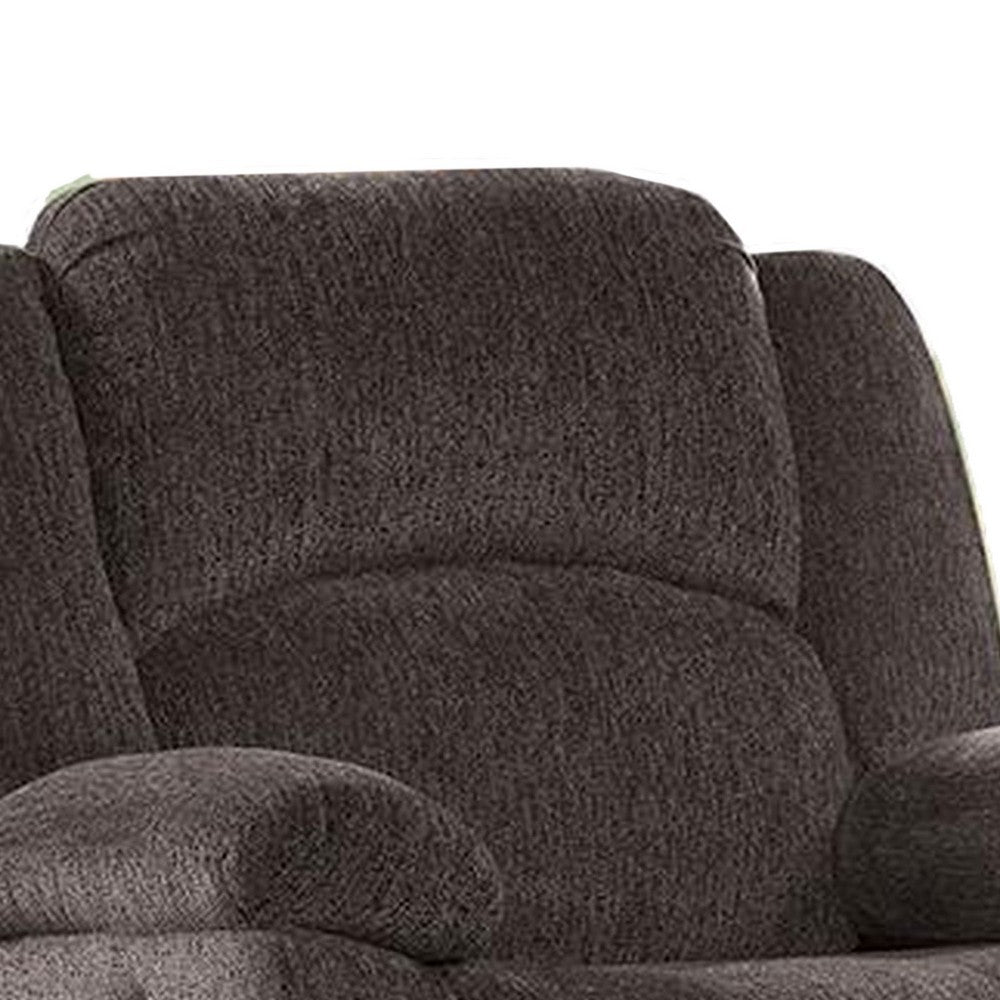 Cerys 40 Inch Power Recliner Chair USB Soft Dark Brown Chenille Fabric By Casagear Home BM312304