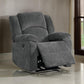 Cerys 40 Inch Power Recliner, USB, Plush Cushioned Gray Chenille Fabric By Casagear Home