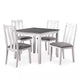 Helio 5 Piece Dining Table and Chairs Set White Wood Gray Fabric Seats By Casagear Home BM312308