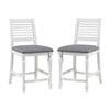 Wren 23 Inch Counter Height Chair Set of 2 Antique White Wood Gray Seat By Casagear Home BM312309