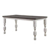 Wren 79 Inch Dining Table, Rectangular Top, Antique White Wood, Gray Top By Casagear Home