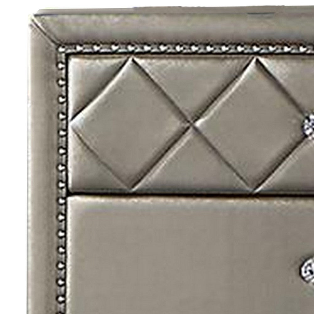 Seth 50 Inch Tall Dresser Chest 5 Drawers Solid Wood Gray Faux Leather By Casagear Home BM312316