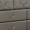 Seth 59 Inch Dresser 7 Drawers Solid Wood Frame Tufted Gray Faux Leather By Casagear Home BM312318