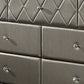 Seth 59 Inch Dresser 7 Drawers Solid Wood Tufted Gray Faux Leather By Casagear Home BM312319