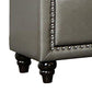 Seth 26 Inch Nightstand 2 Drawers Solid Wood Tufted Gray Faux Leather By Casagear Home BM312321