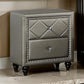 Seth 26 Inch Nightstand 2 Drawers Solid Wood Tufted Gray Faux Leather By Casagear Home BM312321