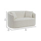 Oggy 64 Inch Loveseat 2 Throw Pillows Barrel Shape Soft Beige Chenille By Casagear Home BM312341