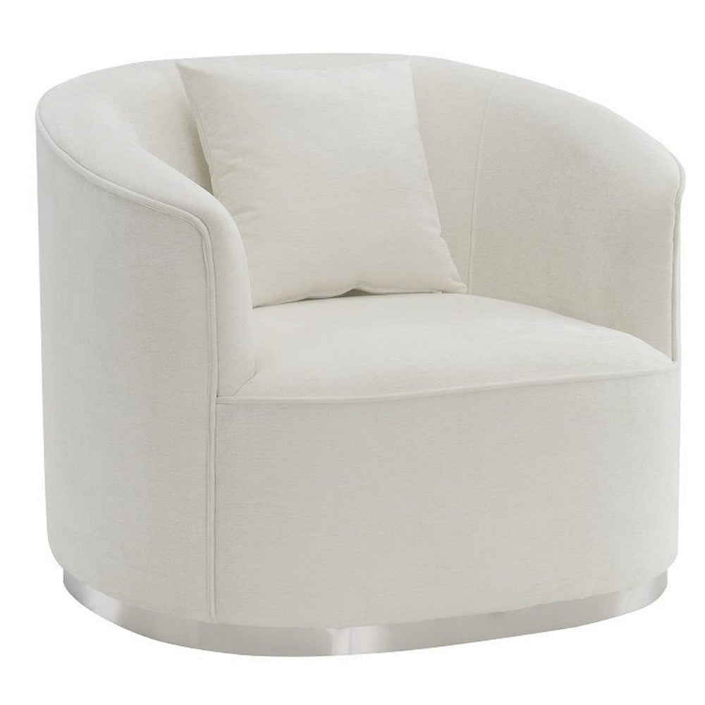 Oggy 39 Inch Accent Chair with 1 Pillow, Barrel Shape, Soft Beige Chenille By Casagear Home