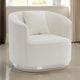 Oggy 39 Inch Accent Chair with 1 Pillow Barrel Shape Soft Beige Chenille By Casagear Home BM312342