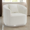 Oggy 39 Inch Accent Chair with 1 Pillow Barrel Shape Soft Beige Chenille By Casagear Home BM312342