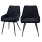 Nori 25 Inch Side Dining Chair Set of 2 Ergonomic Low Armrests Black Linen By Casagear Home BM312343