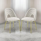 Inch 25 Inch Side Dining Chair Set of 2, White Teddy Sherpa, Gold Legs By Casagear Home