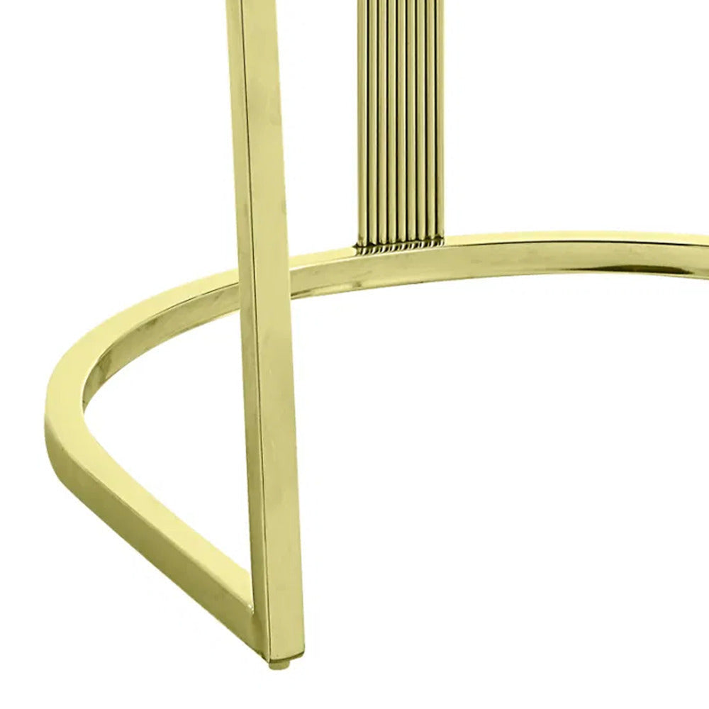 Verie 22 Inch Side Dining Chair Gold Base Padded Black Velvet BM312345