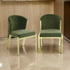 Verie 23 Inch Side Dining Chair Set of 2 Mirror Gold Steel Green Velvet By Casagear Home BM312347