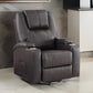 Evans 37 Inch Recliner Chair, Power Lift, 2 Cupholders, Brown Faux Leather By Casagear Home