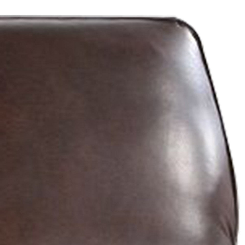 Enice 40 Inch Accent Chair with Footrest Nailhead Trim Dark Brown Leather By Casagear Home BM312357