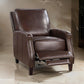 Enice 40 Inch Accent Chair with Footrest, Nailhead Trim, Dark Brown Leather By Casagear Home