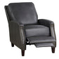 Enice 40 Inch Accent Chair with Footrest Nailhead Trim Dark Gray Leather By Casagear Home BM312358