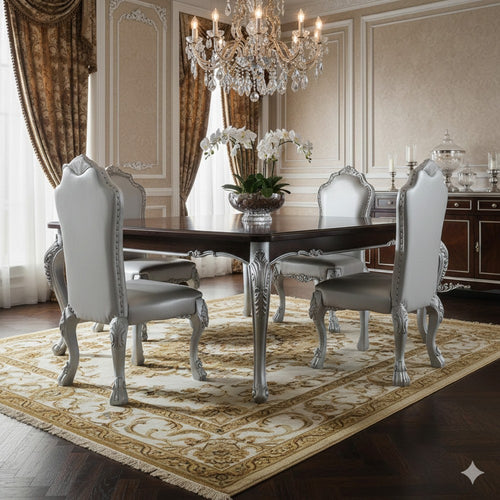 Ally 25 Inch Side Chair Set of 2, Curved Top, Carved Scrolled Motifs, White By Casagear Home