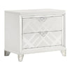 Kyla 31 Inch Nightstand 2 Drawers Mirror Trim Clear Legs White Wood By Casagear Home BM312362