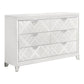 Kyla 66 Inch Wide Dresser, 6 Drawer, Mirror Trim, Clear Legs, White Wood By Casagear Home