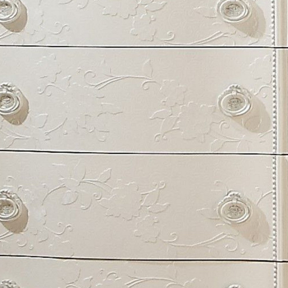 Dorie 52 Inch Tall Dresser Chest 5 Drawers Molded Trim Ivory White Wood By Casagear Home BM312367