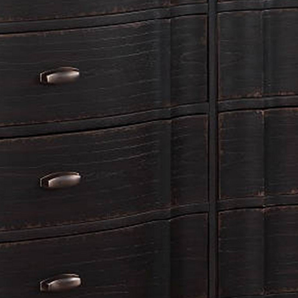 Ola 64 Inch Wide Dresser 6 Drawers Cabriole Legs French Style Black By Casagear Home BM312369