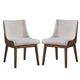 25 Inch Side Dining Chair Set of 2 Wingback White Boucle Walnut Brown By Casagear Home BM312370