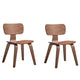 Aon 22 Inch Side Dining Chair Set of 2 Curved Back Wood Walnut Brown By Casagear Home BM312371